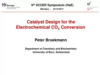 Catalyst Design for the Electrochemical CO 2 Conversion  Peter Broekmann  Department of Chemistry