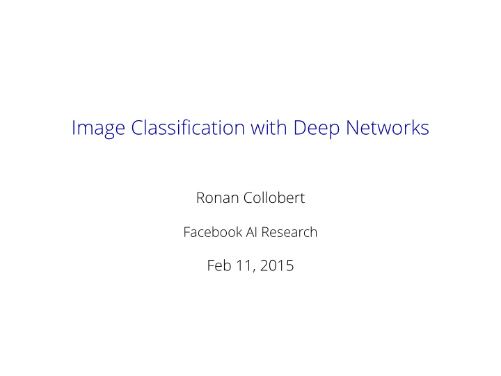 image classification with deep networks