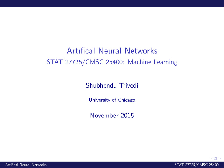 artifical neural networks