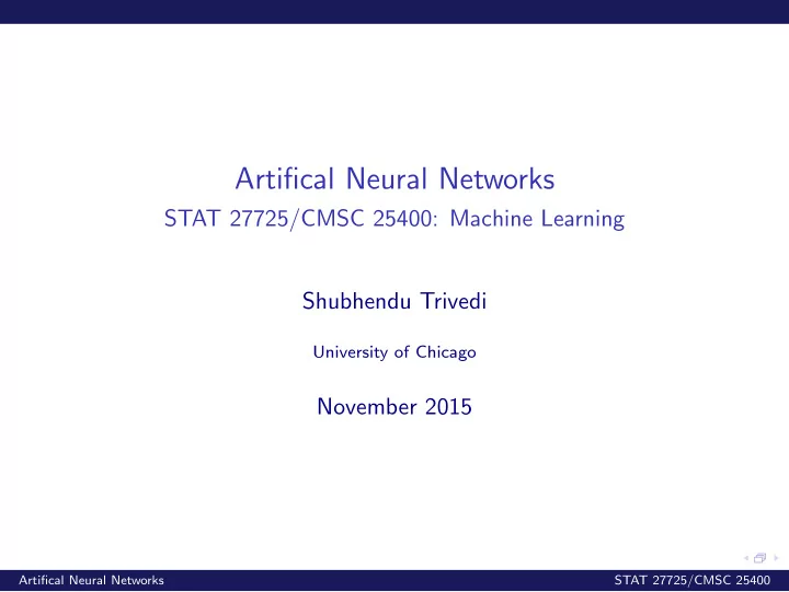 artifical neural networks