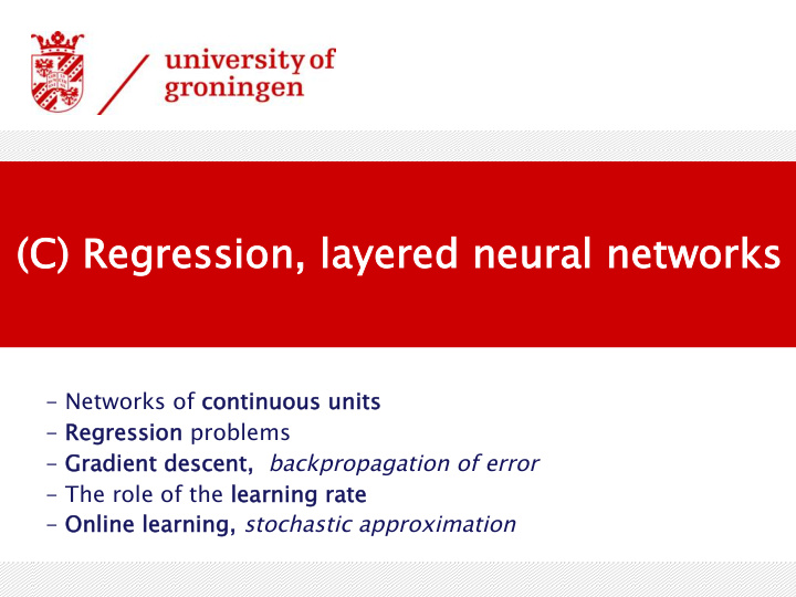 c reg c regression ression layered layered ne neur ural