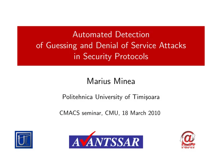 automated detection of guessing and denial of service