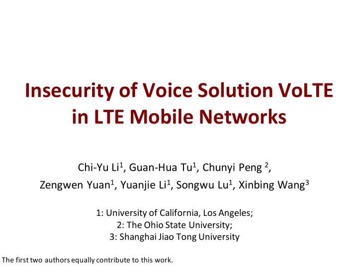 insecurity of voice solution volte in lte mobile networks