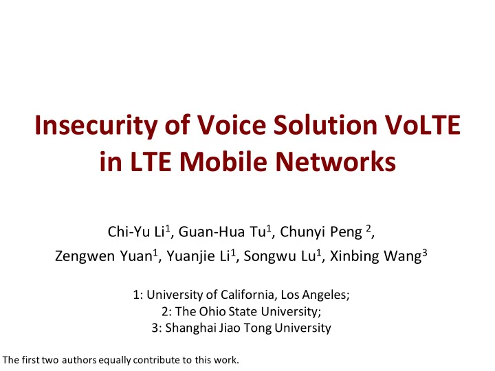 insecurity of voice solution volte in lte mobile networks