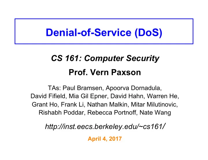 denial of service dos