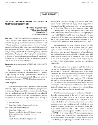 UNUSUAL PRESENTATION OF COVID-19  introduction of new weaning food in the past week.  AS
