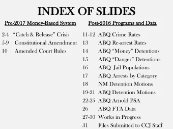 INDE  DEX OF  F SL  SLIDE  DES  Pre  Pre-2017 Mo  2017 Money-Ba  Based S  System  Pos  Post-2016
