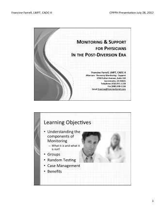 Learning  Objec7ves    Understanding  the    components  of    Monitoring