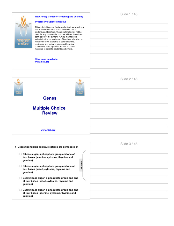 genes multiple choice review