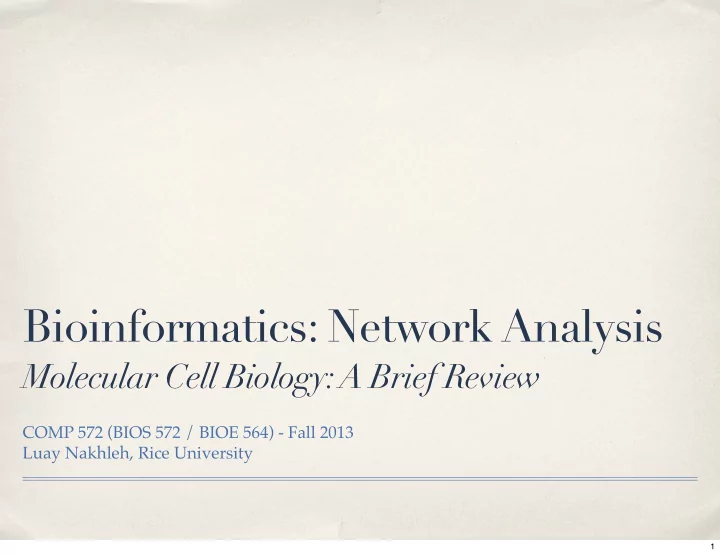 bioinformatics network analysis