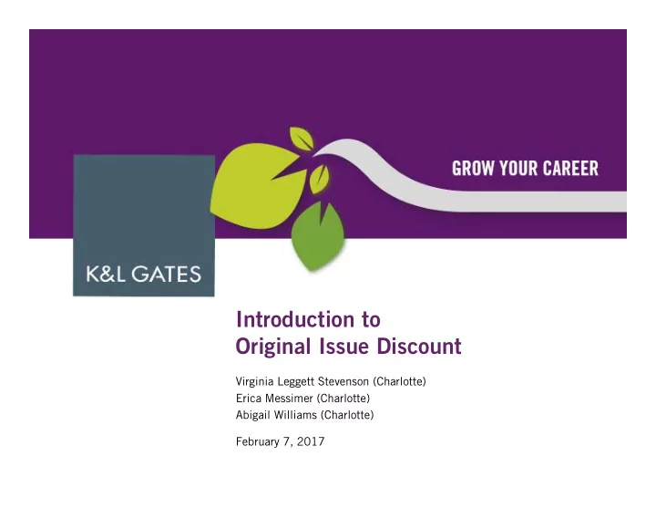 introduction to original issue discount