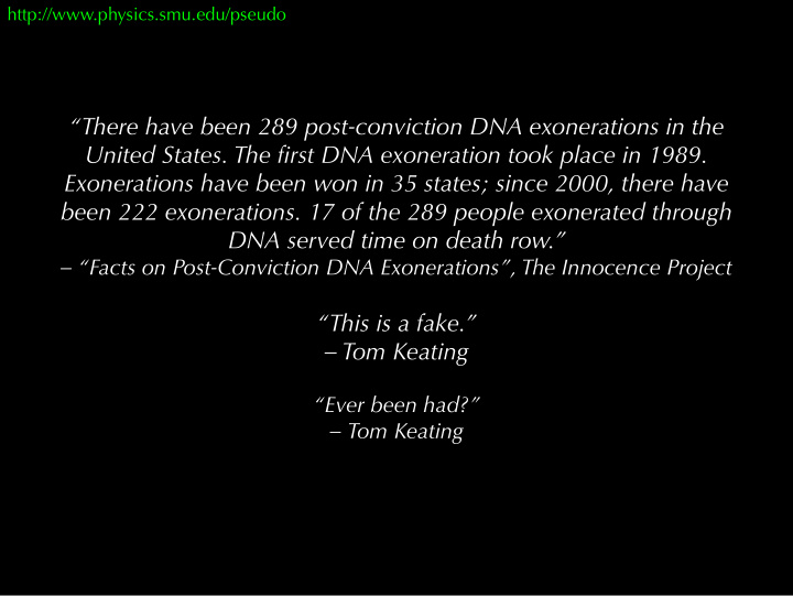 there have been 289 post conviction dna exonerations in