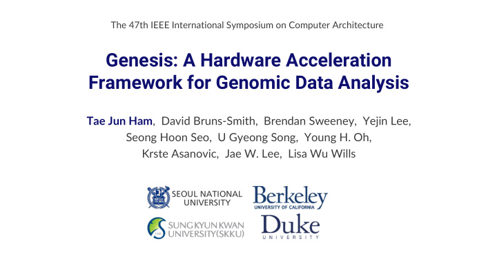 genesis a hardware acceleration framework for genomic