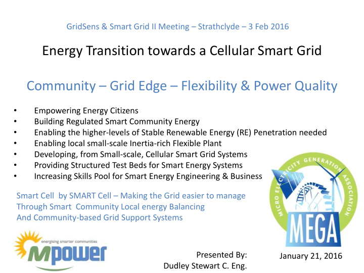 energy transition towards a cellular smart grid community