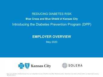 Introducing the Diabetes Prevention Program (DPP)  EMPLOYER OVERVIEW May 20 20  Blue Cross and Blue