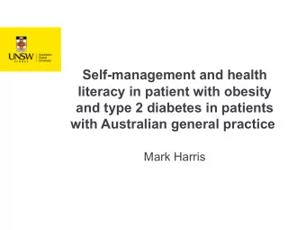 Self-management and health  literacy in patient with obesity  and type 2 diabetes in patients  with