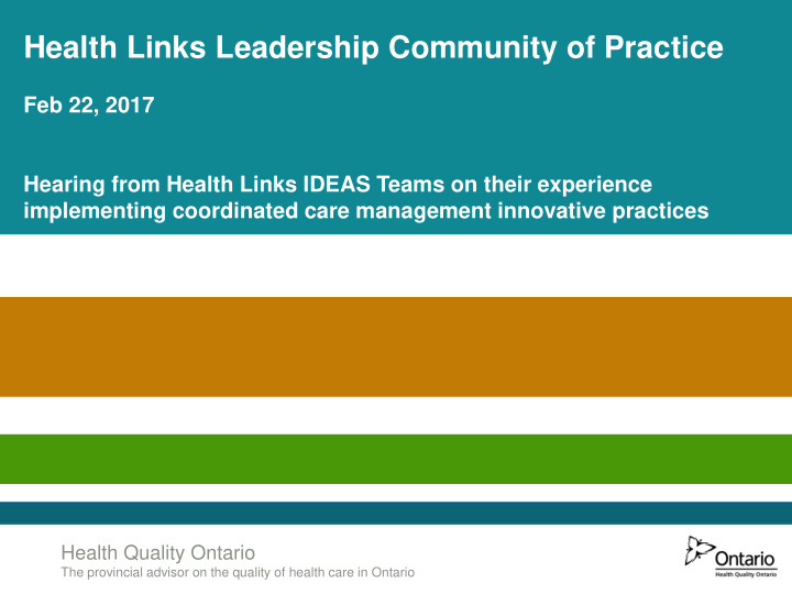 health links leadership community of practice