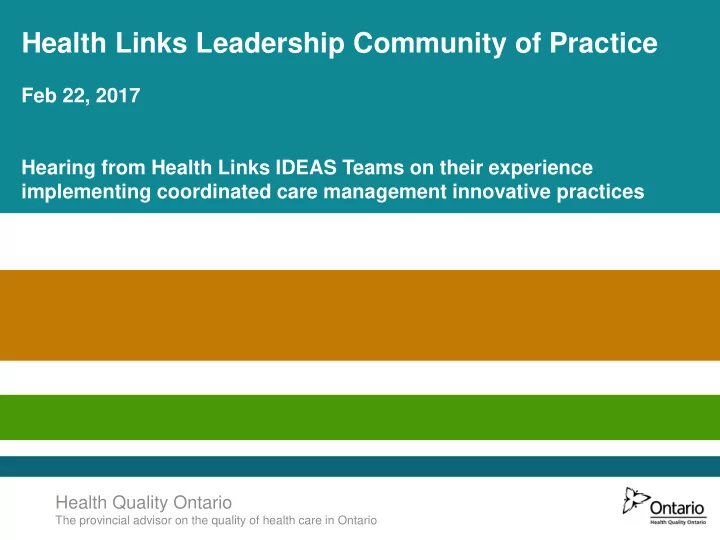 health links leadership community of practice
