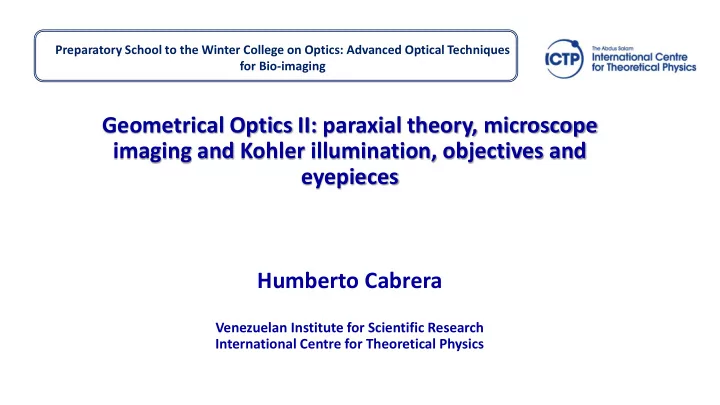 imaging and kohler illumination objectives and