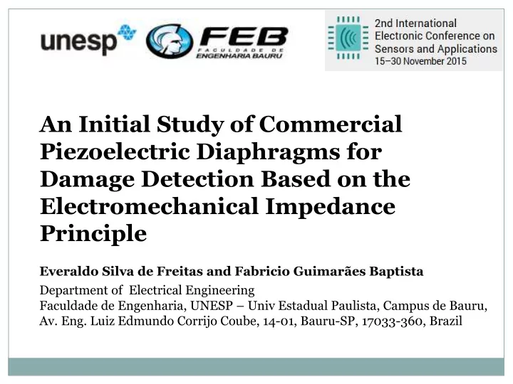 an initial study of commercial piezoelectric diaphragms