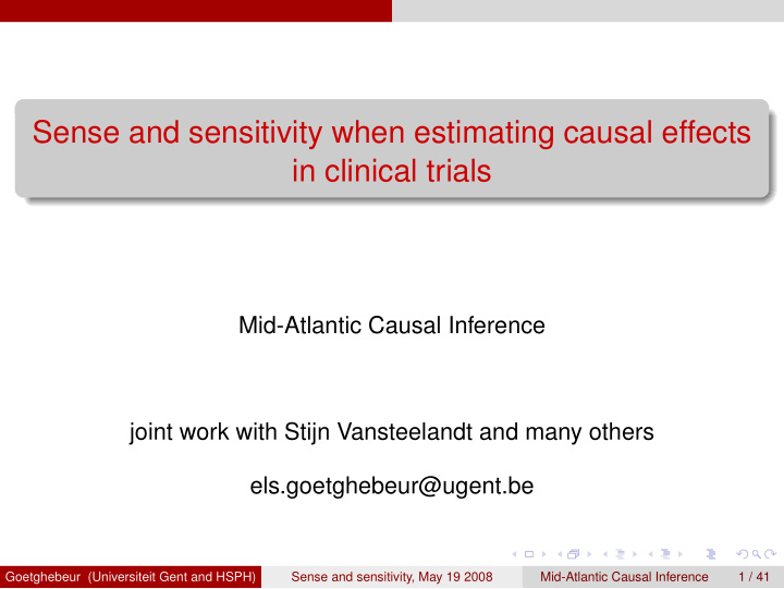sense and sensitivity when estimating causal effects in