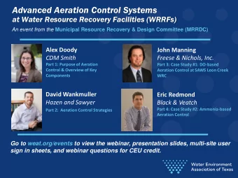Advanced Aeration Control Systems  at Water Resource Recovery Facilities (WRRFs) An event from the