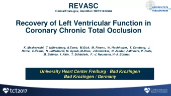 REVASC  ClinicalTrials.gov, Identifier: NCT01924962  Recovery of Left Ventricular Function in