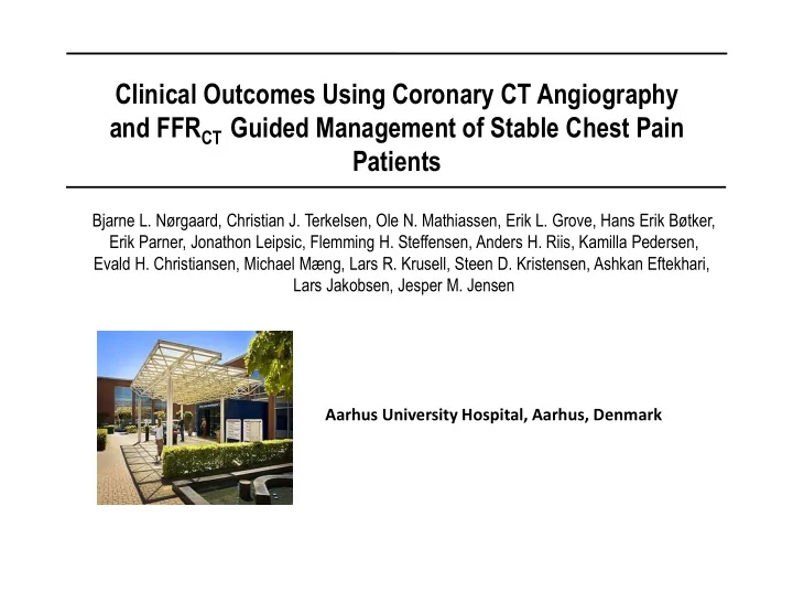 clinical outcomes using coronary ct angiography and ffr