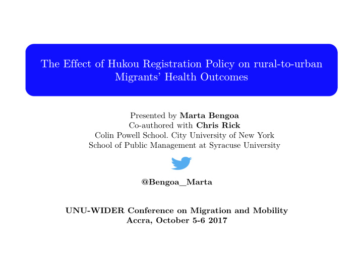 the effect of hukou registration policy on rural to urban