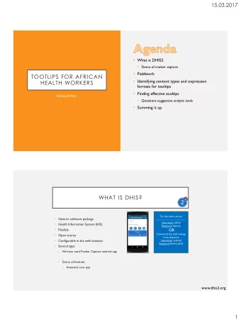 TOOTLIPS FOR AFRICAN  Identifying content types and expression  HEALTH WORKERS  formats for