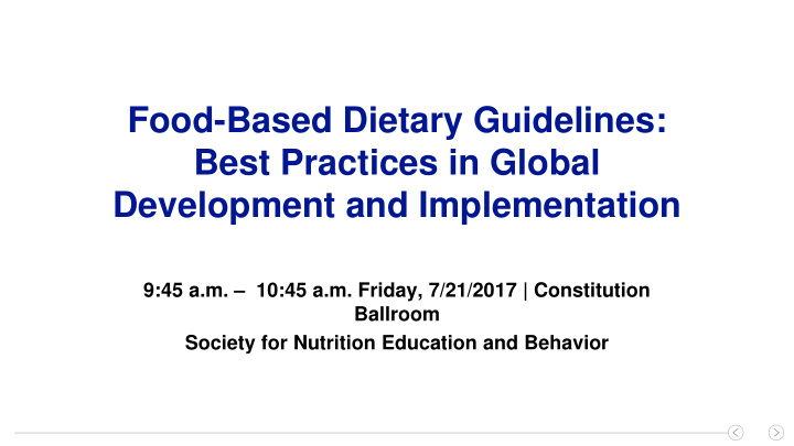 food based dietary guidelines best practices in global