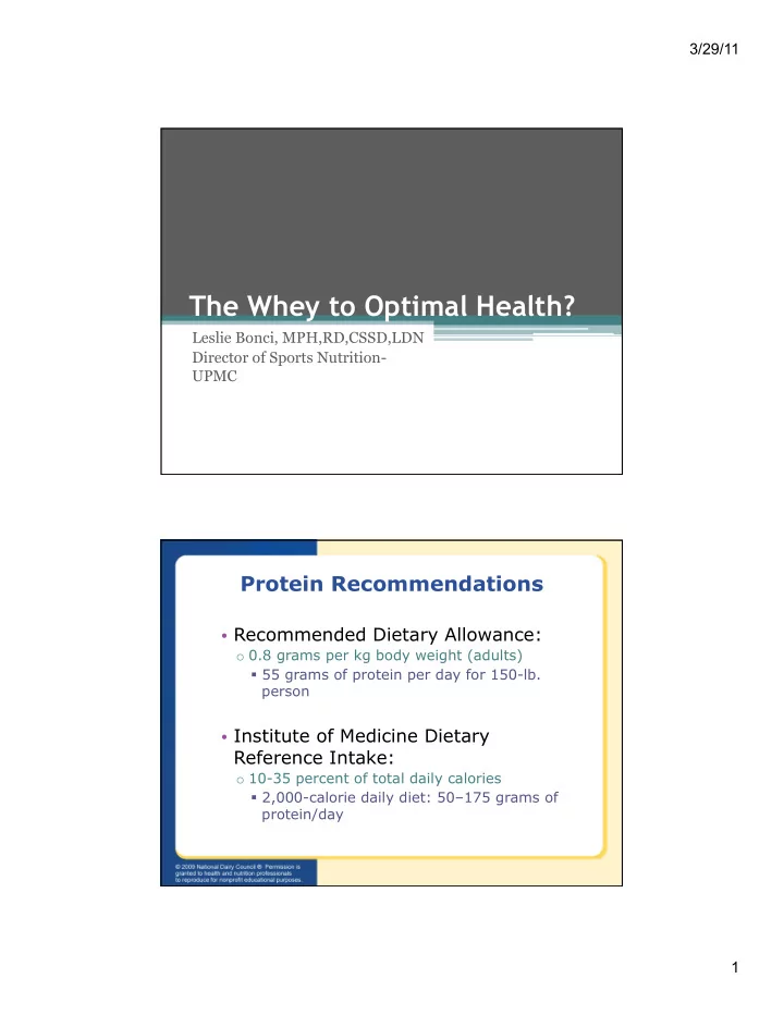 the whey to optimal health