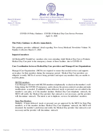 rsey D EPARTMENT OF H UMAN S ERVICES D IVISION OF M EDICAL A SSISTANCE AND H EALTH S ERVICES P