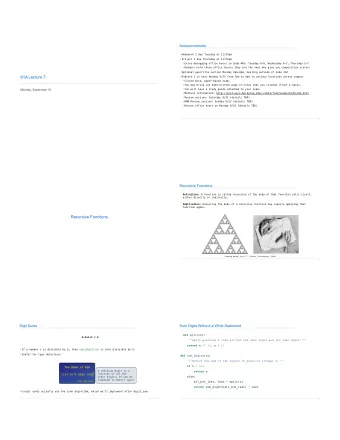 61A Lecture 7  Midterm 1 is next Monday 9/23 from 7pm to 9pm in various locations across campus