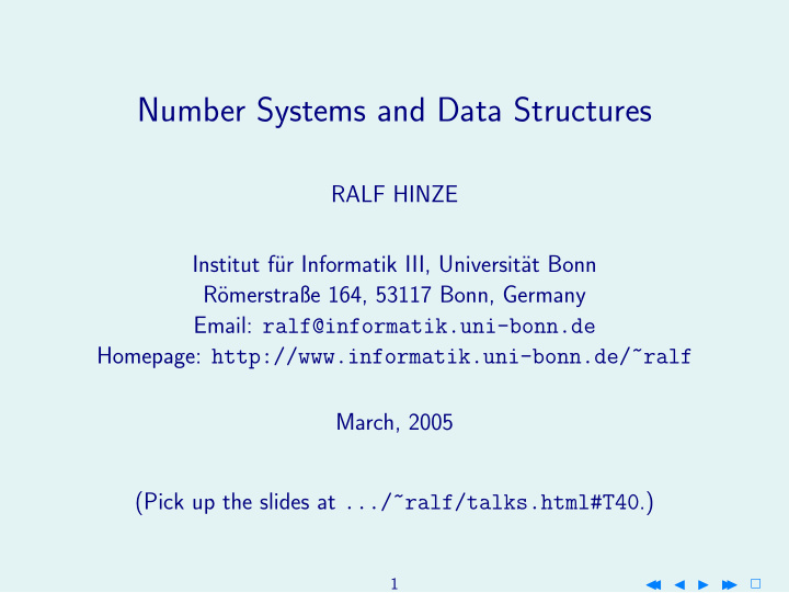 number systems and data structures