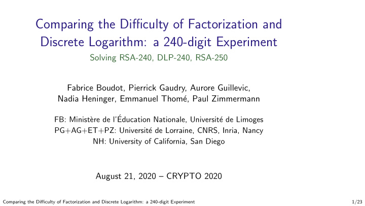 comparing the difficulty of factorization and discrete