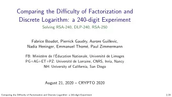 Comparing the Difficulty of Factorization and  Discrete Logarithm: a 240-digit Experiment  Solving