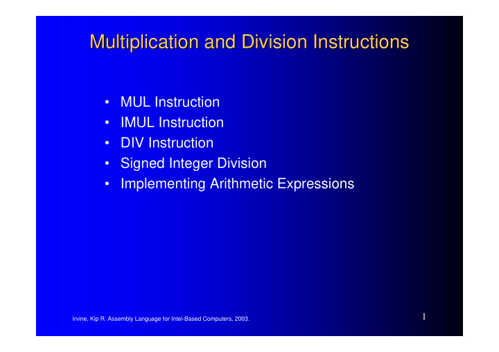 multiplication and division instructions multiplication