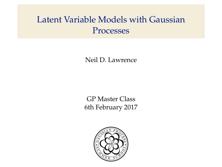 latent variable models with gaussian processes