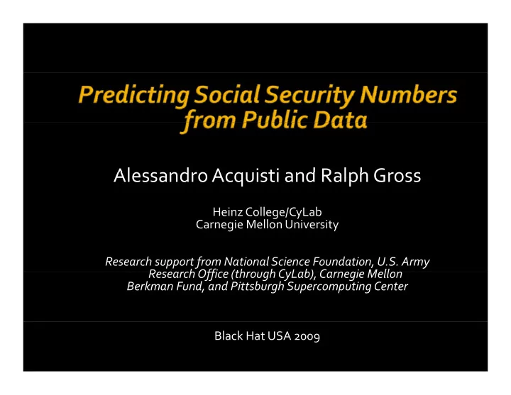 alessandro acq isti and ralph gross alessandro acquisti