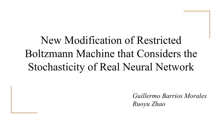 new modification of restricted boltzmann machine that