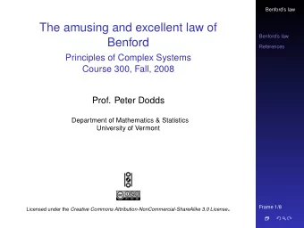 The amusing and excellent law of  Benfords law  Benford  References  Principles of Complex