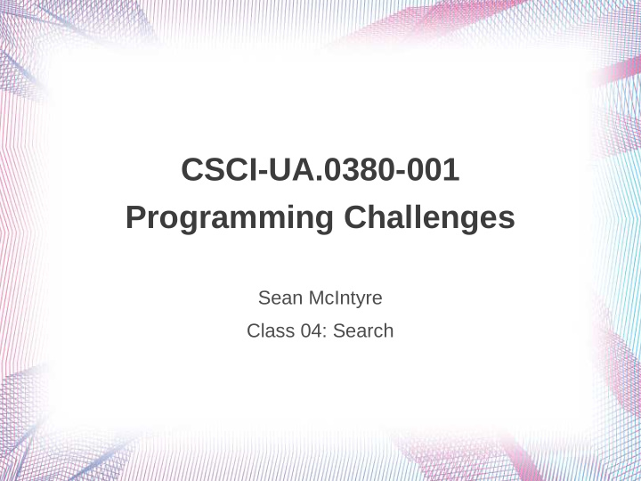 csci ua 0380 001 programming challenges