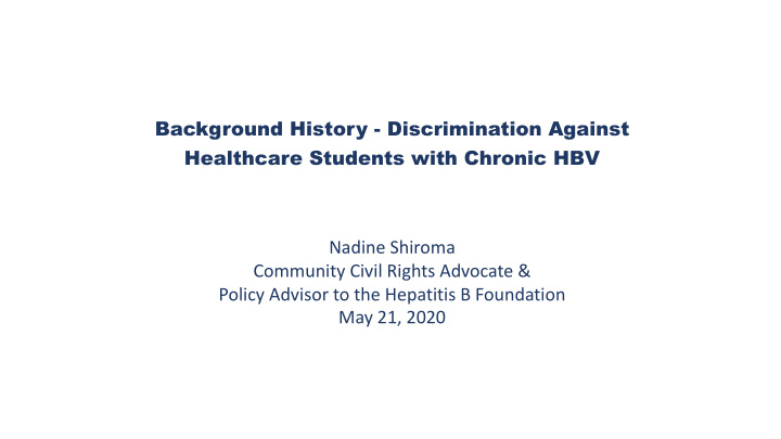 background history discrimination against healthcare