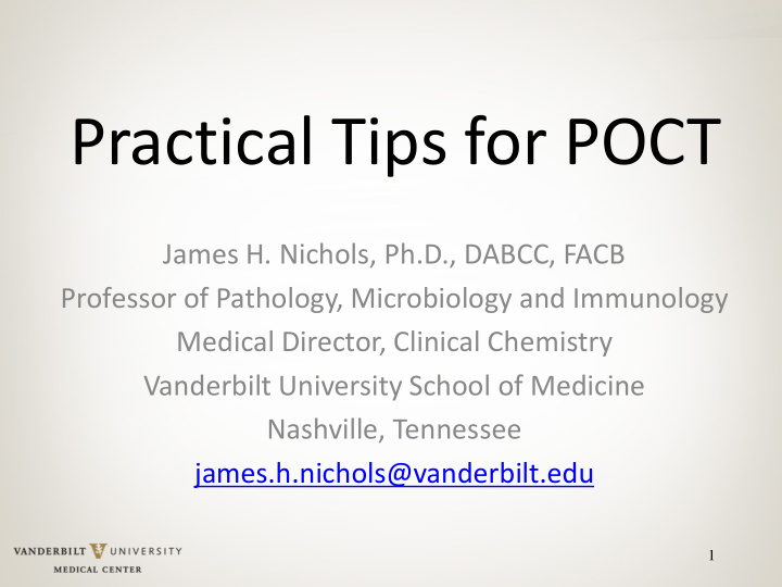 practical tips for poct