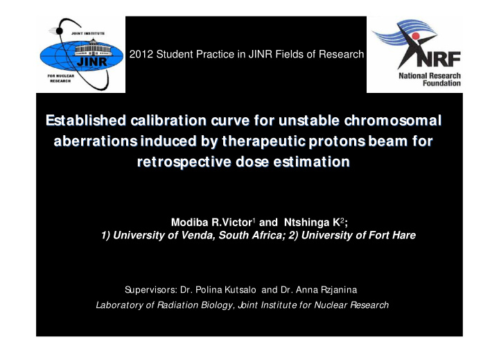 established calibration curve for unstable chromosomal