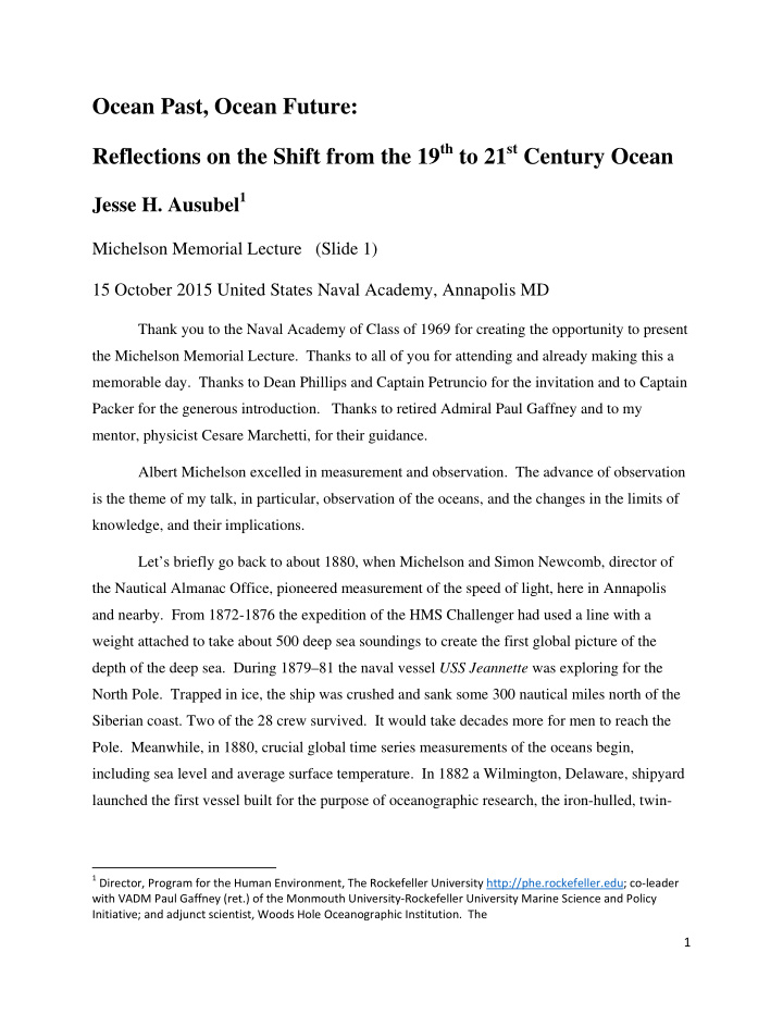ocean past ocean future reflections on the shift from the