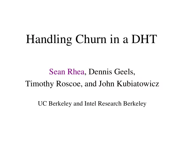 handling churn in a dht