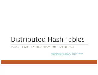Distributed Hash Tables  CS425 /ECE428  DISTRIBUTED SYSTEMS  SPRING 2020  Material derived