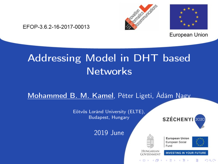 addressing model in dht based networks